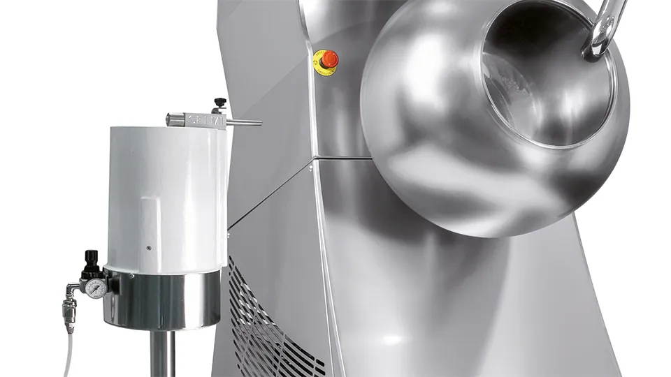 Selmi Spray System püskürtme sistemi draje kazanına monte görünüm